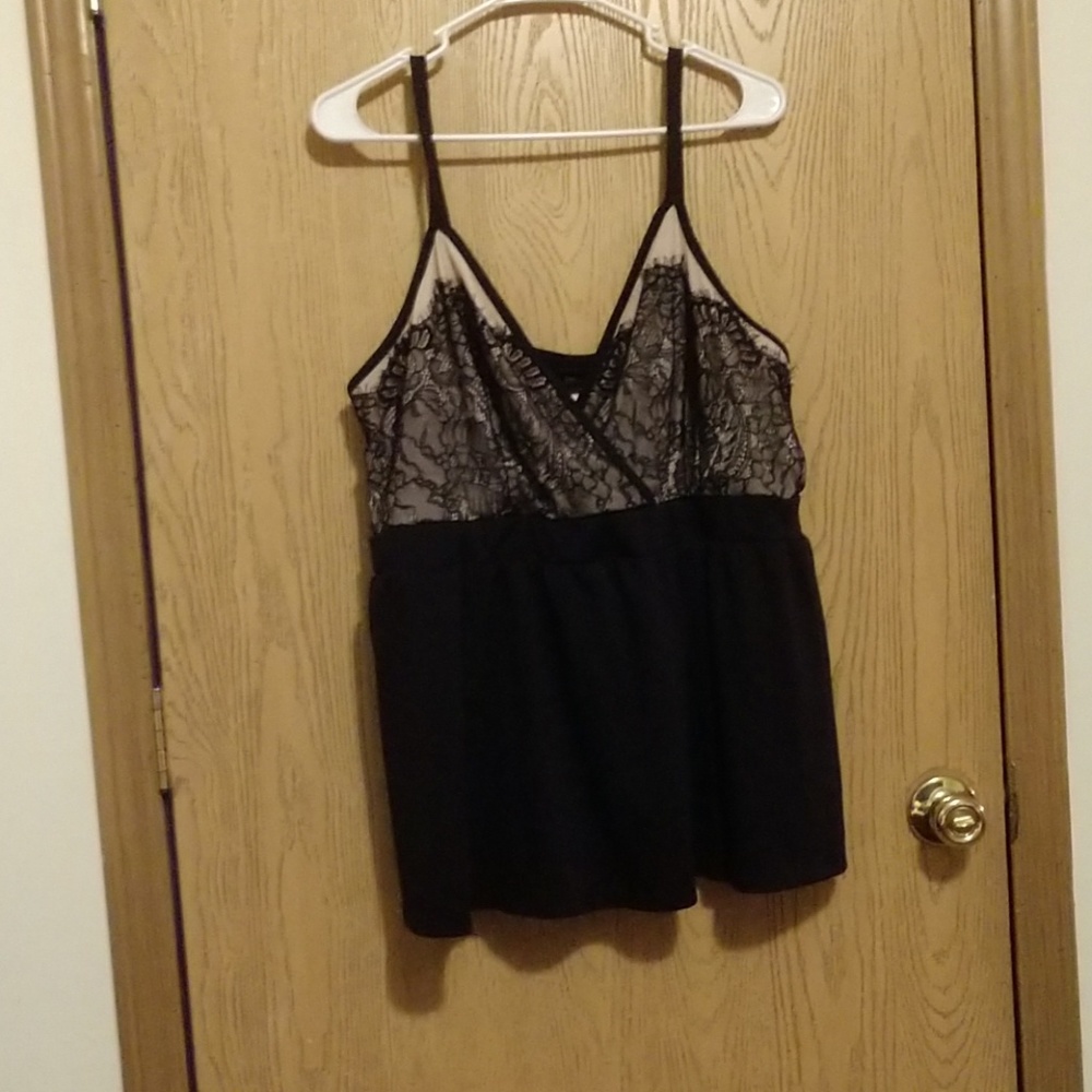Black and nude lace tank top